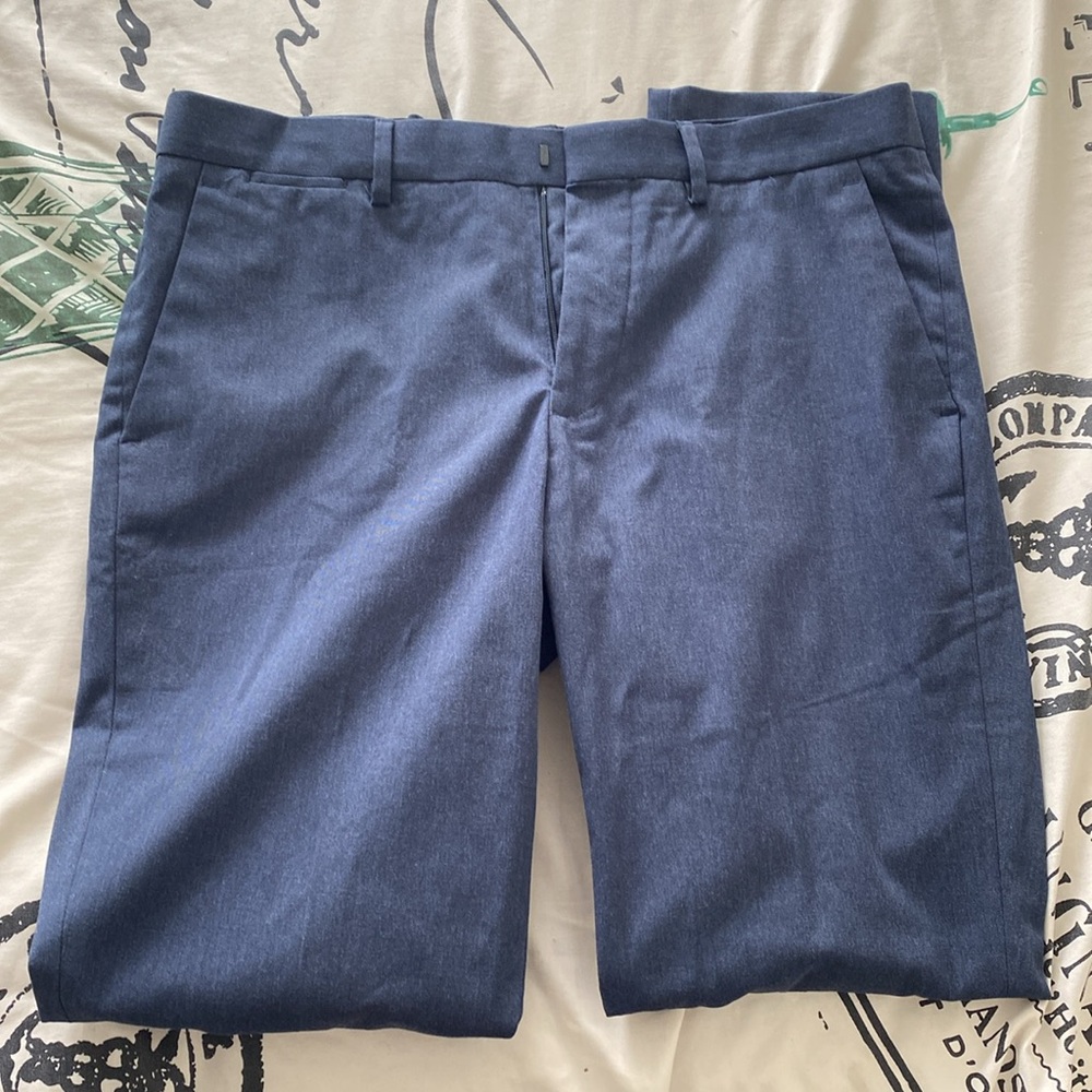 Express Blue Dress Pants Classic Straight-Leg - Picture 3 of 4